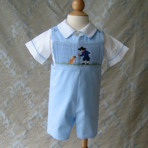 Teeny Wardrobe Other - Spring, Summer, Easter Smocked Shortall 2 Set boys